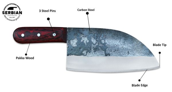 Custom Handmade Chef Knife Pakkawood Handle with Leather Sheath by serbian knife