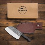 Chef Knife Handmade Carbon Steel Blackwood Handle with Leather Sheath