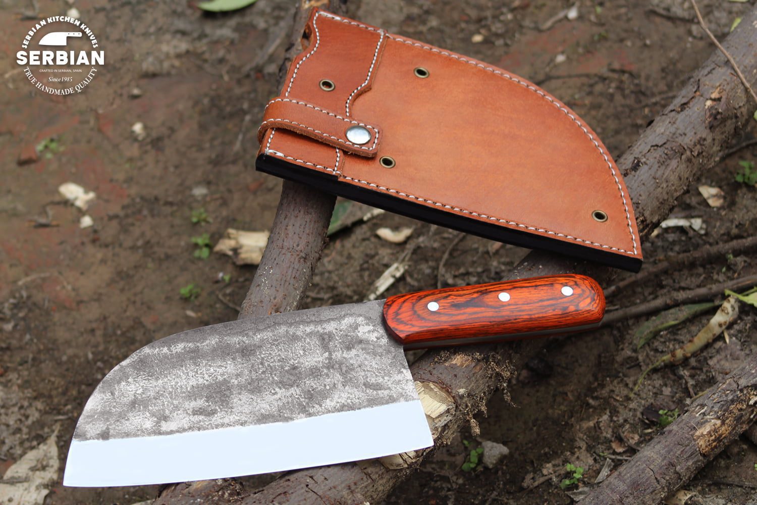 Custom Handmade Carbon Steel Diamondedged blade Knife by Serbian